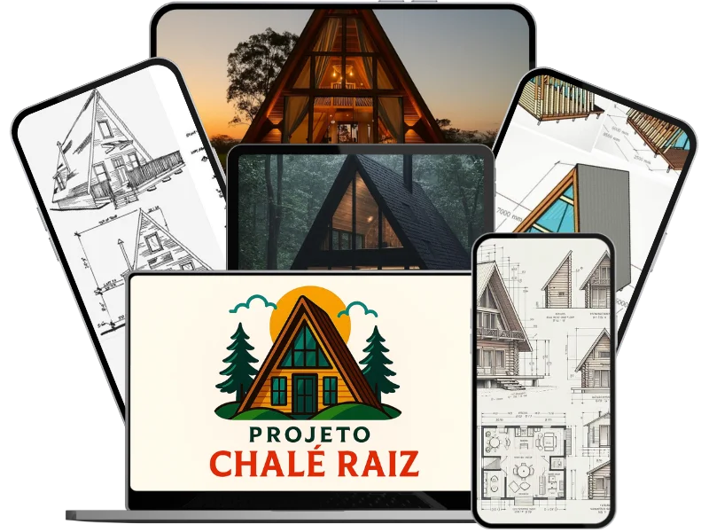 Pack de projetos de chalés em diferentes dispositivos